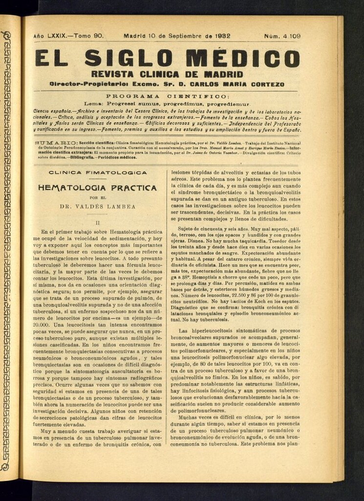 Miniatura de El Siglo médico : boletín de medicina y gaceta médica del 10 de septiembre de 1932