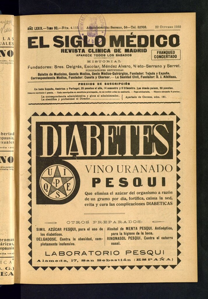 Miniatura de El Siglo médico : boletín de medicina y gaceta médica del 22 de octubre de 1932