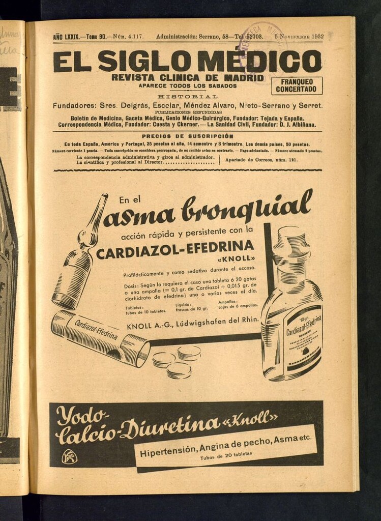Miniatura de El Siglo médico : boletín de medicina y gaceta médica del 5 de noviembre de 1932