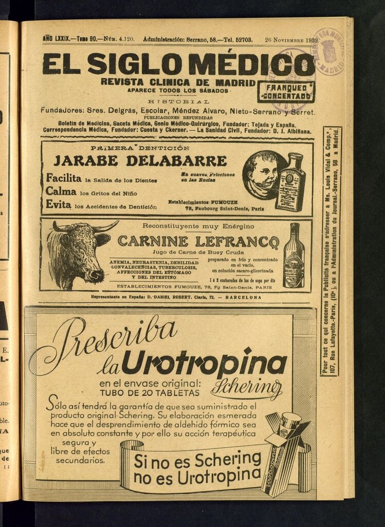 Miniatura de El Siglo médico : boletín de medicina y gaceta médica del 26 de noviembre de 1932