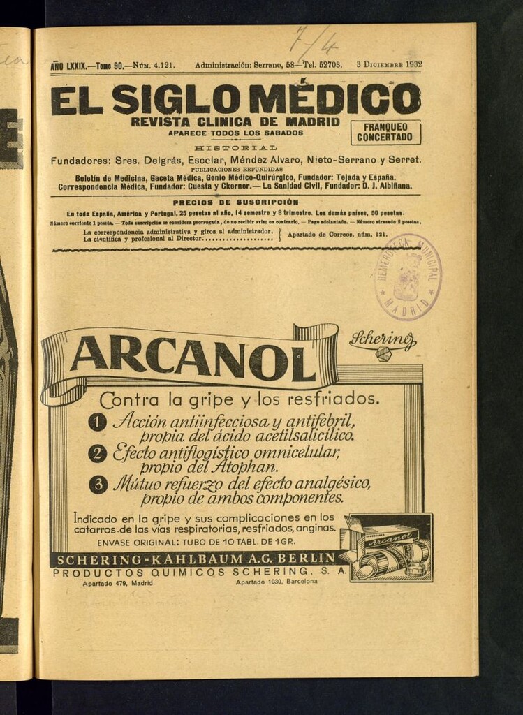 Miniatura de El Siglo médico : boletín de medicina y gaceta médica del 3 de diciembre de 1932