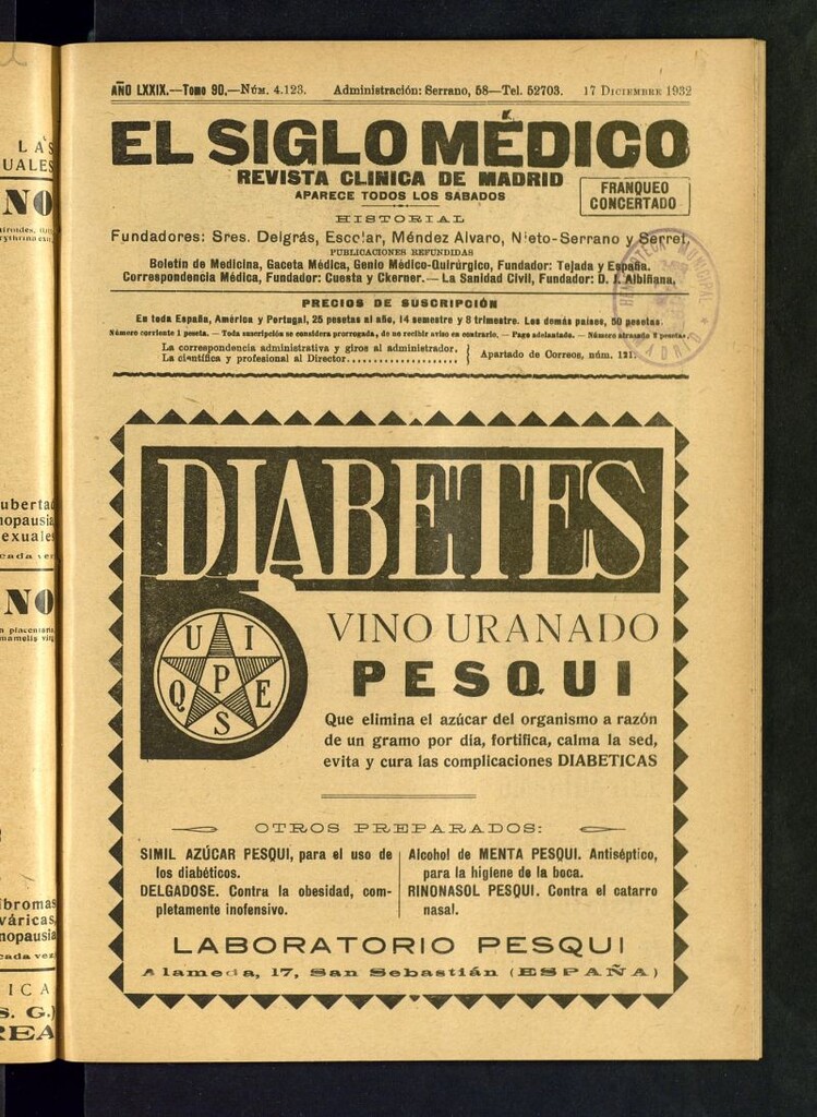 Miniatura de El Siglo médico : boletín de medicina y gaceta médica del 17 de diciembre de 1932