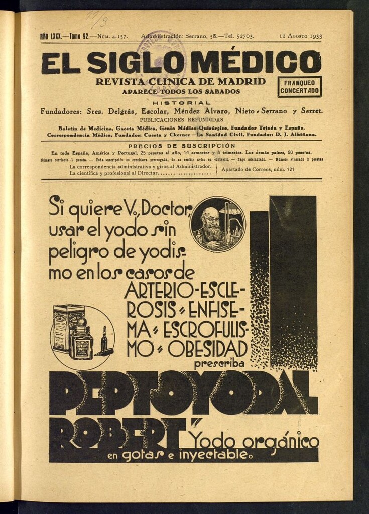 Miniatura de El Siglo médico : boletín de medicina y gaceta médica del 12 de agosto de 1933