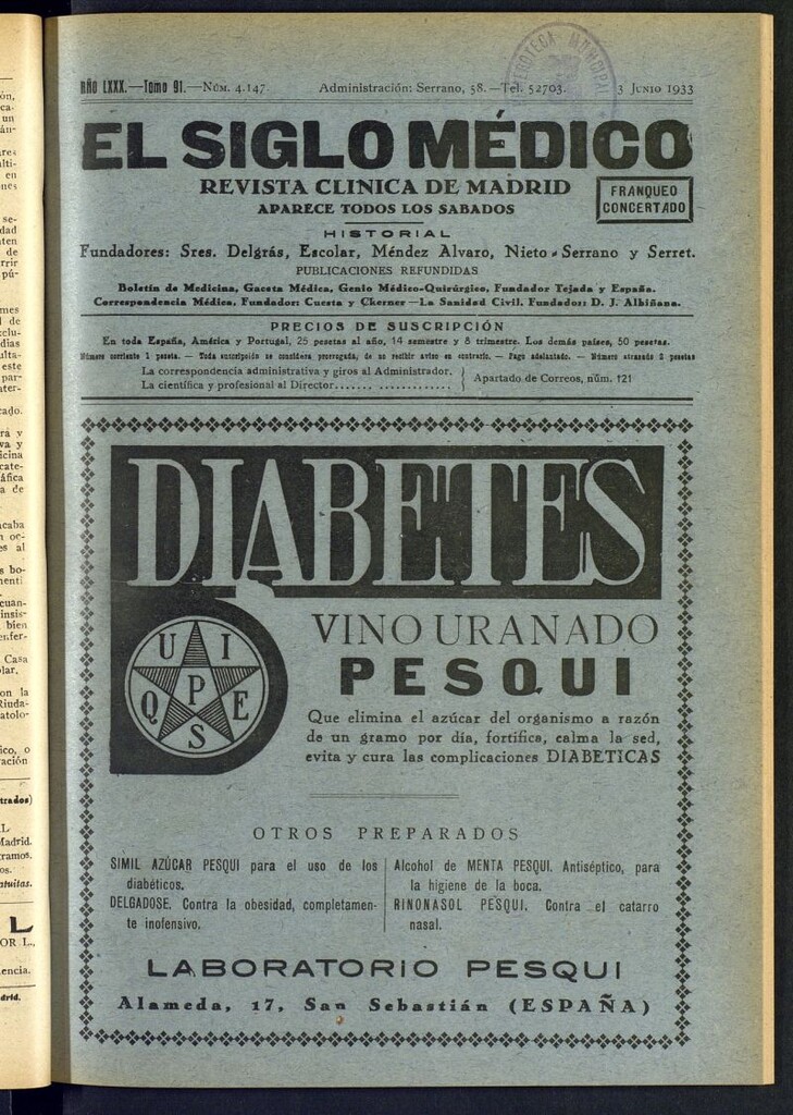 Miniatura de El Siglo médico : boletín de medicina y gaceta médica del 3 de junio de 1933