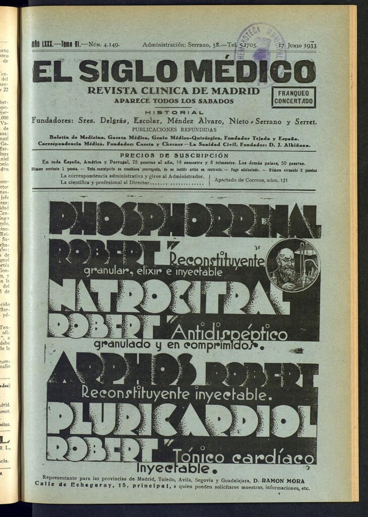 Miniatura de El Siglo médico : boletín de medicina y gaceta médica del 17 de junio de 1933
