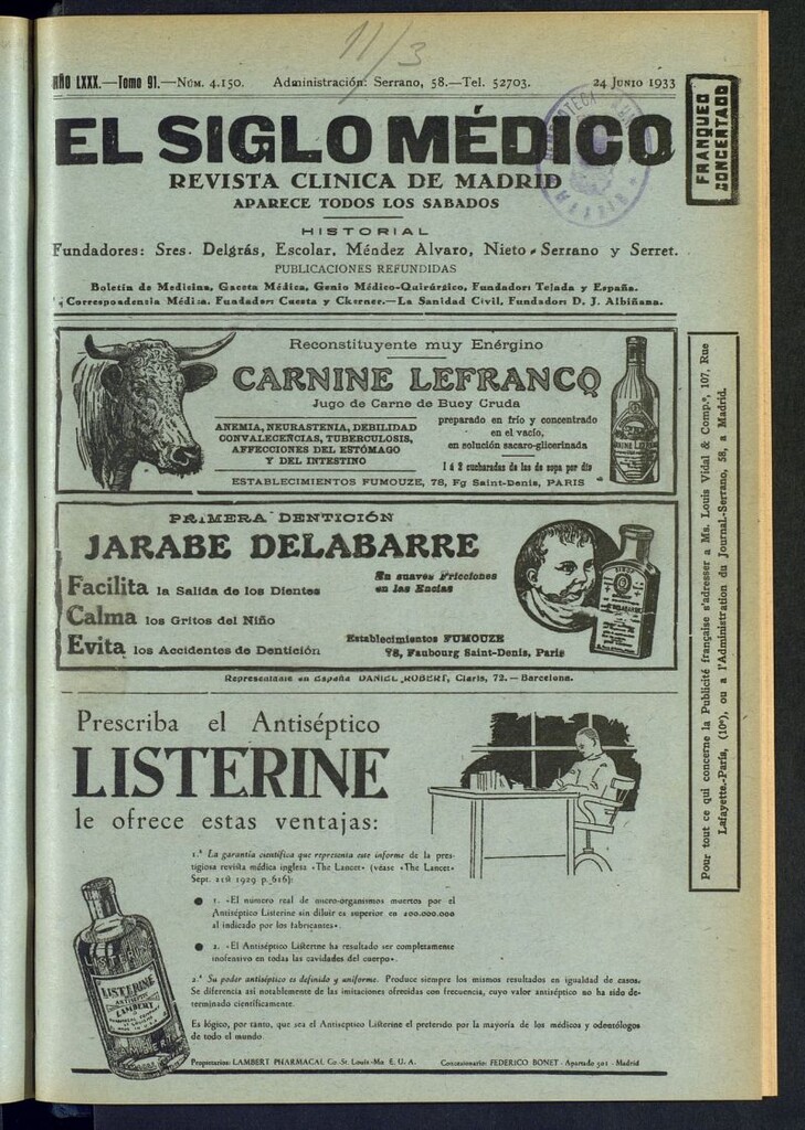 Miniatura de El Siglo médico : boletín de medicina y gaceta médica del 24 de junio de 1933