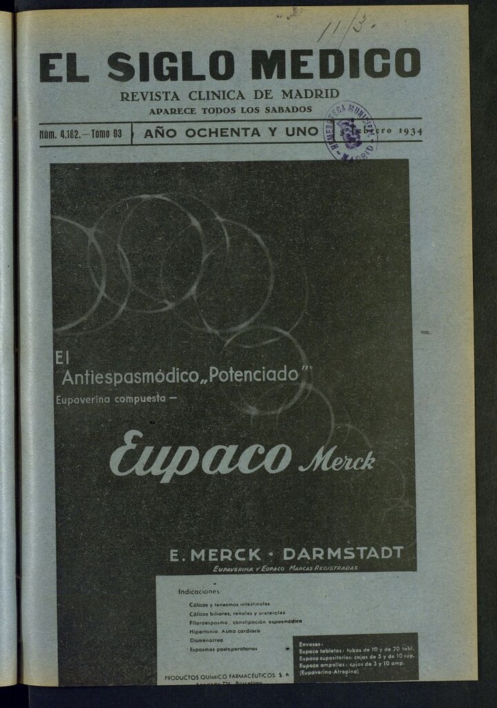Miniatura de El Siglo médico : boletín de medicina y gaceta médica del 3 de febrero de 1934