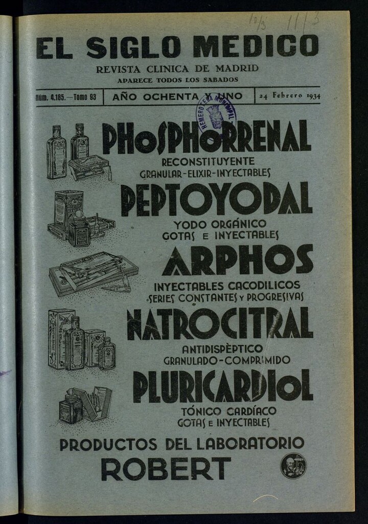 Miniatura de El Siglo médico : boletín de medicina y gaceta médica del 24 de febrero de 1934
