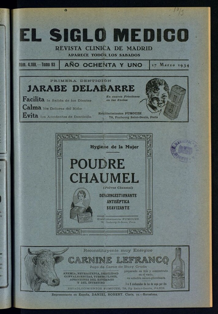 Miniatura de El Siglo médico : boletín de medicina y gaceta médica del 17 de marzo de 1934