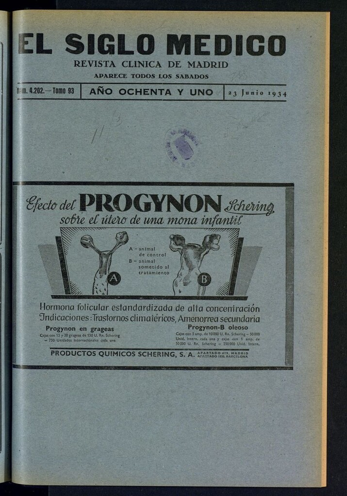 Miniatura de El Siglo médico : boletín de medicina y gaceta médica del 23 de junio de 1934