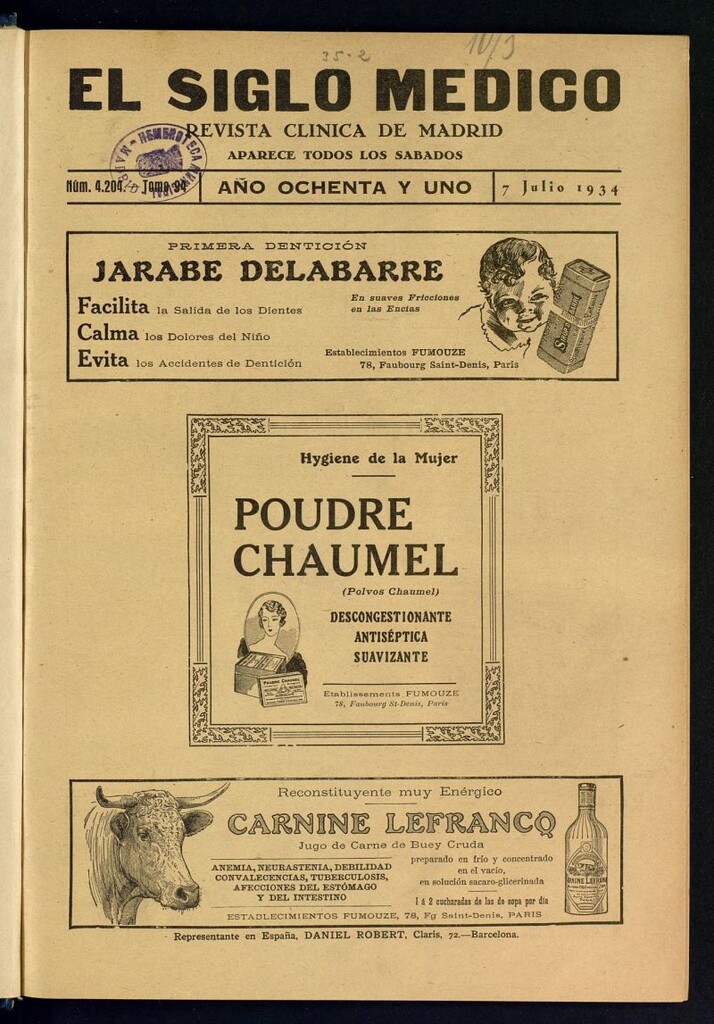 Miniatura de El Siglo médico  : boletín de medicina y gaceta médica del 7 de julio de 1934
