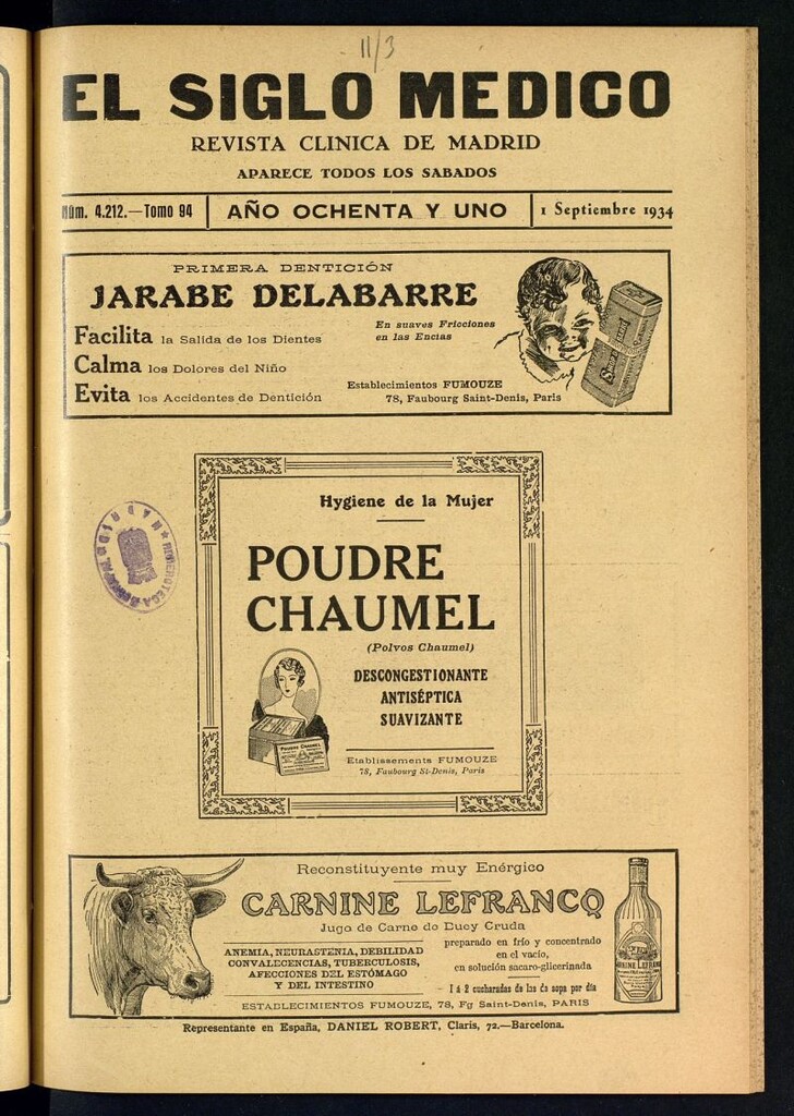 Miniatura de El Siglo médico  : boletín de medicina y gaceta médica del 1 de septiembre de 1934