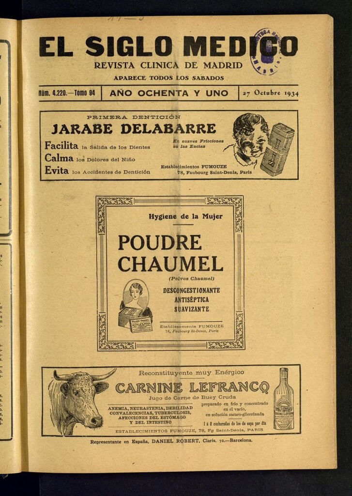 Miniatura de El Siglo médico  : boletín de medicina y gaceta médica del 27 de octubre de 1934