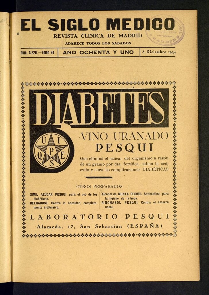 Miniatura de El Siglo médico  : boletín de medicina y gaceta médica del 8 de diciembre de 1934