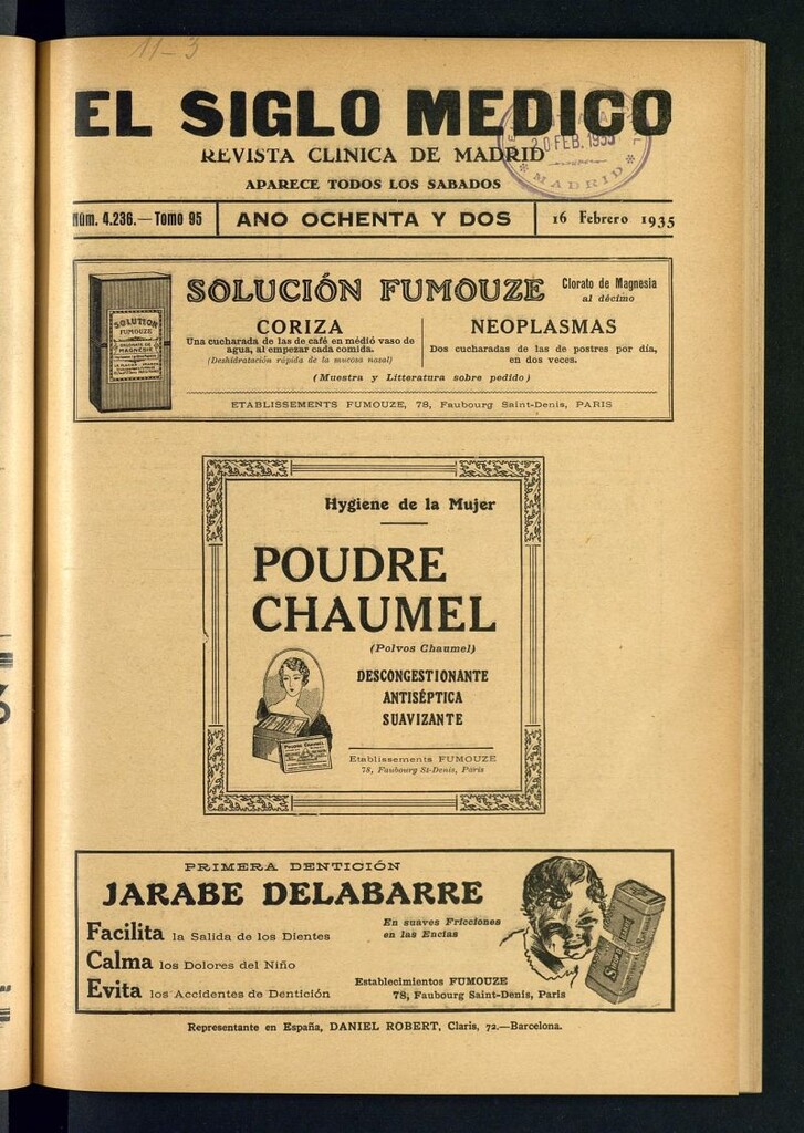 Miniatura de El Siglo médico : boletín de medicina y gaceta médica del 16 de febrero de 1935