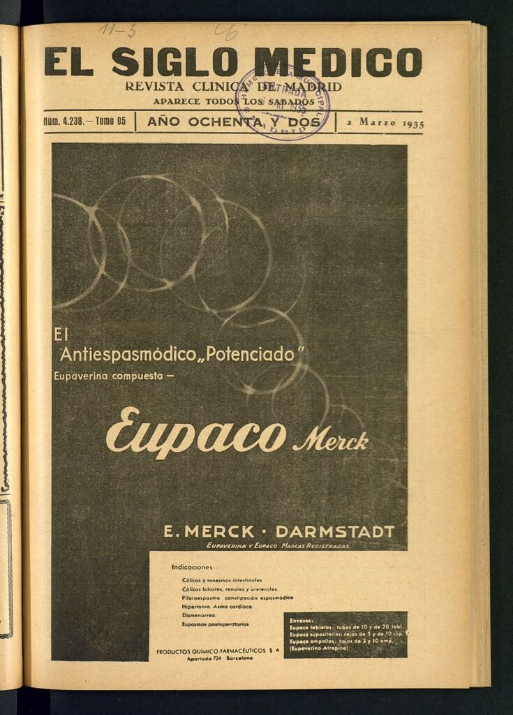 Miniatura de El Siglo médico : boletín de medicina y gaceta médica del 2 de marzo de 1935
