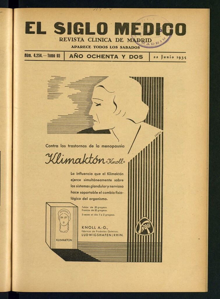 Miniatura de El Siglo médico : boletín de medicina y gaceta médica del 22 de junio de 1935