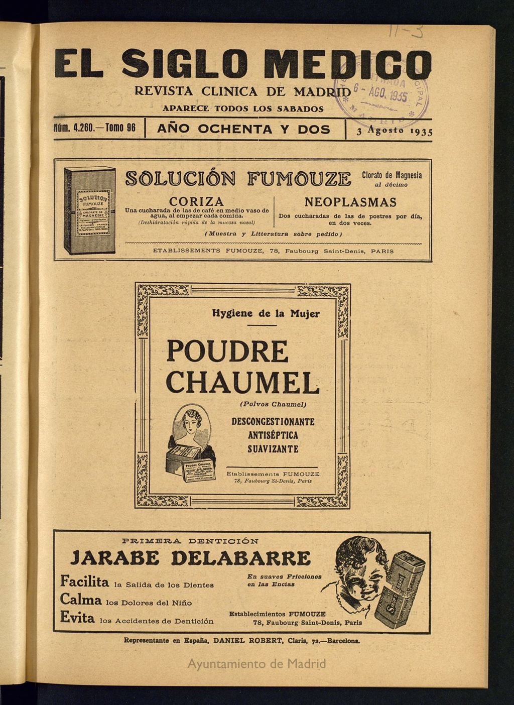 Miniatura de El Siglo médico : boletín de medicina y gaceta médica del 3 de agosto de 1935
