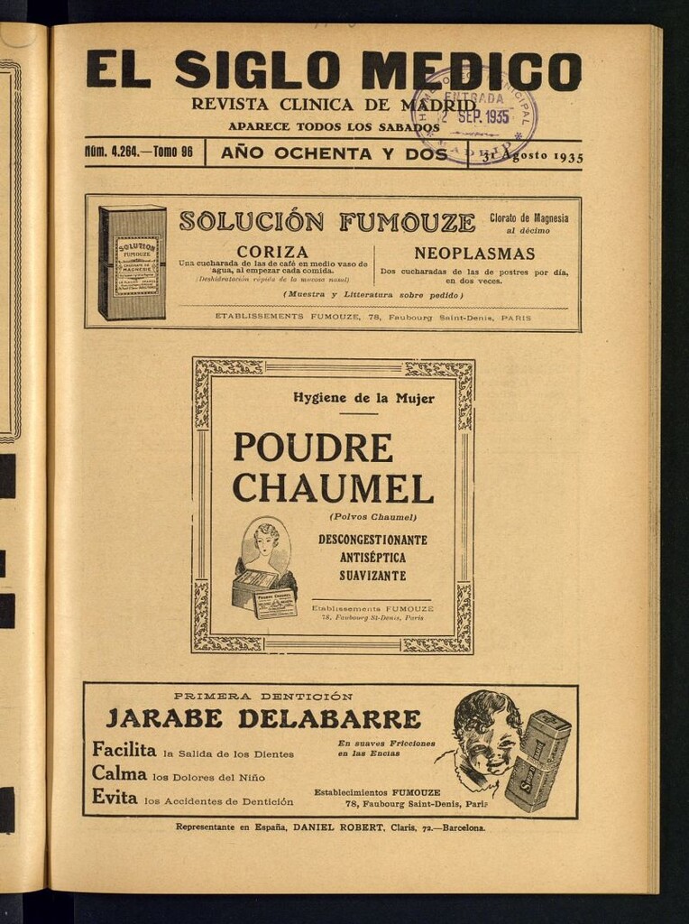 Miniatura de El Siglo médico : boletín de medicina y gaceta médica del 31 de agosto de 1935