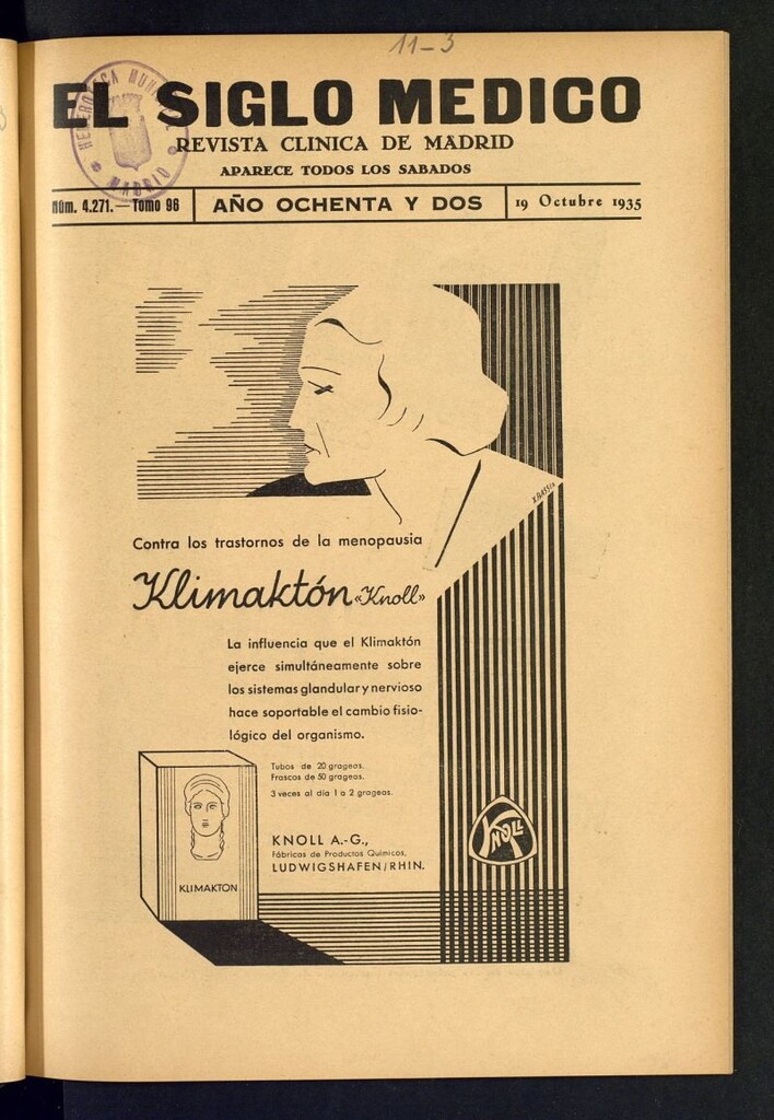 Miniatura de El Siglo médico : boletín de medicina y gaceta médica del 19 de octubre de 1935