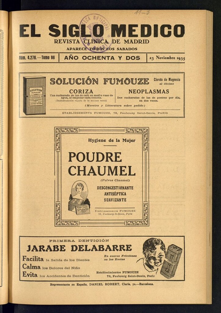 Miniatura de El Siglo médico : boletín de medicina y gaceta médica del 23 de noviembre de 1935