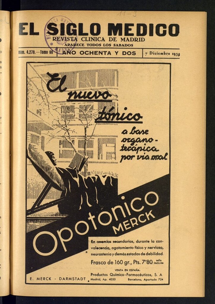 Miniatura de El Siglo médico : boletín de medicina y gaceta médica del 7 de diciembre de 1935