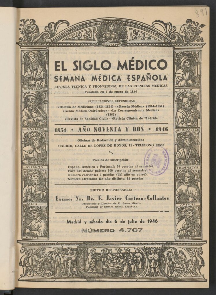 Miniatura de El Siglo médico : boletín de medicina y gaceta médica del 6 de julio de 1946