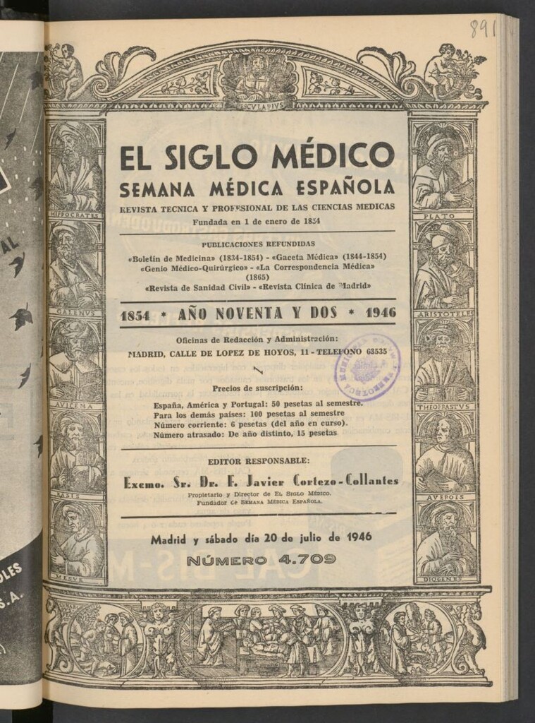 Miniatura de El Siglo médico : boletín de medicina y gaceta médica del 20 de julio de 1946