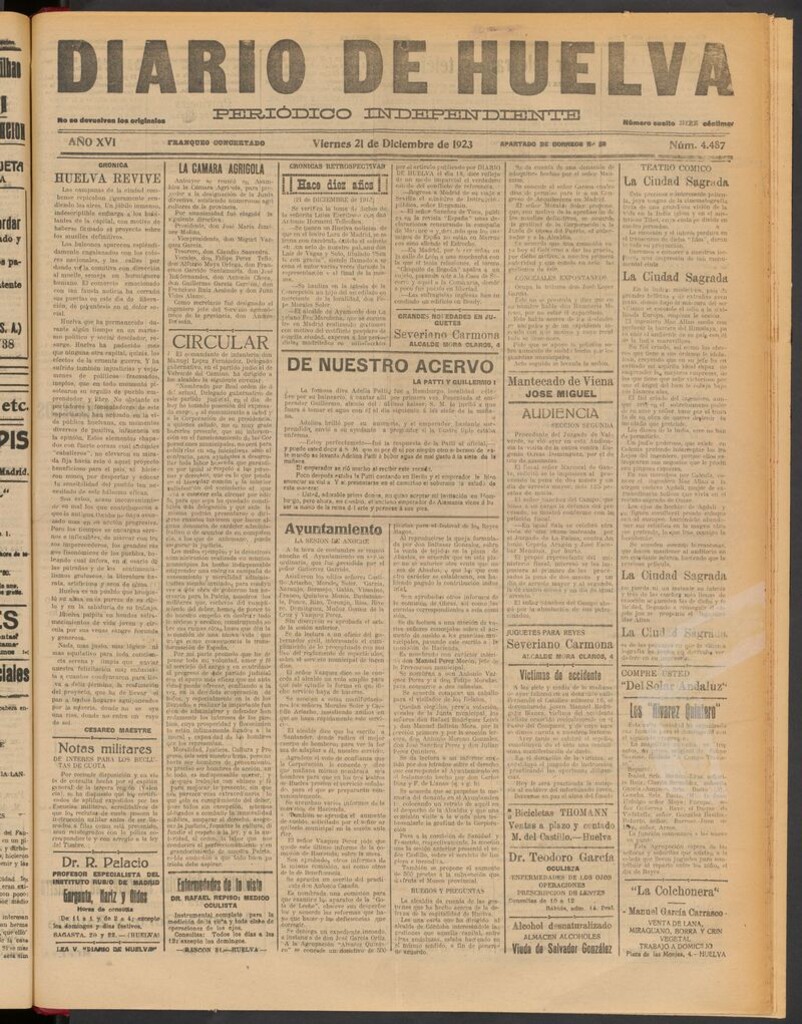 Miniatura de Diario de Huelva : periódico independiente del 21 de diciembre de 1923