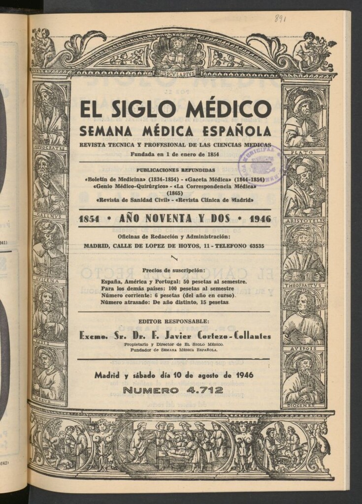 Miniatura de El Siglo médico : boletín de medicina y gaceta médica del 10 de agosto de 1946