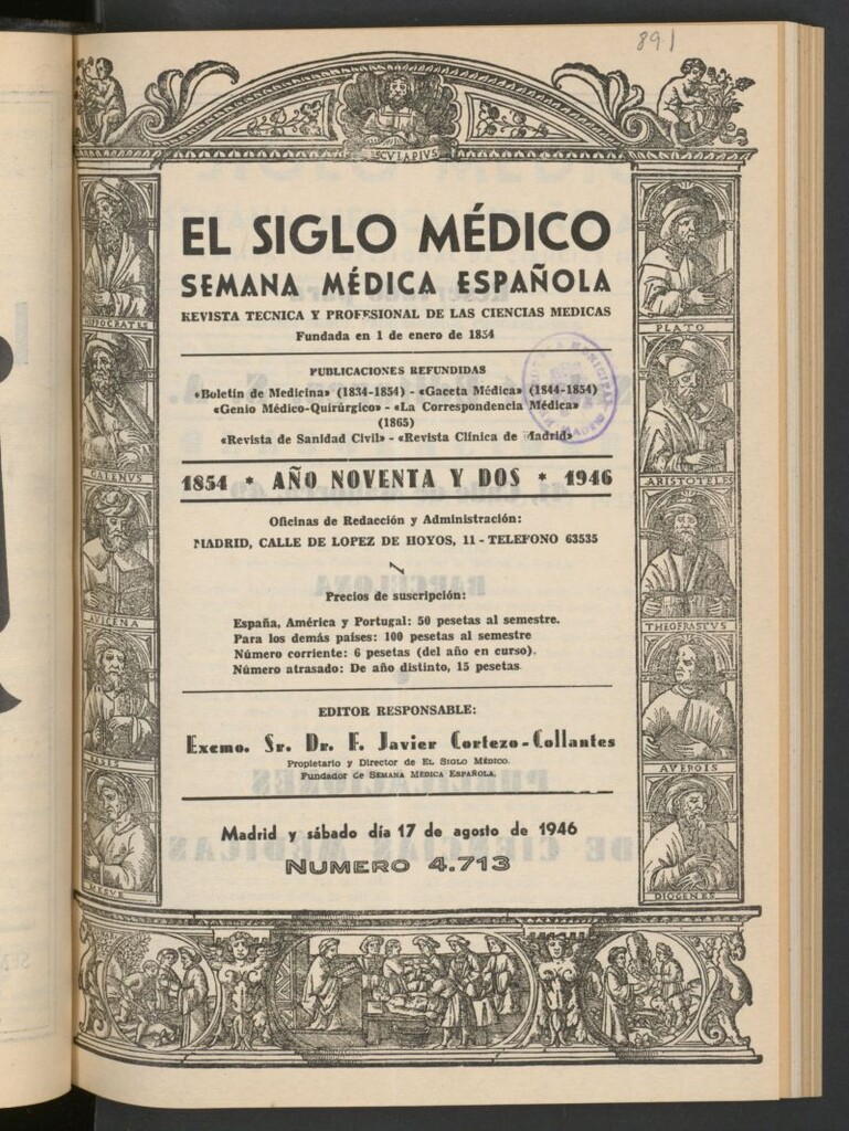 Miniatura de El Siglo médico : boletín de medicina y gaceta médica del 17 de agosto de 1946