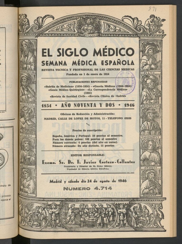Miniatura de El Siglo médico : boletín de medicina y gaceta médica del 24 de agosto de 1946