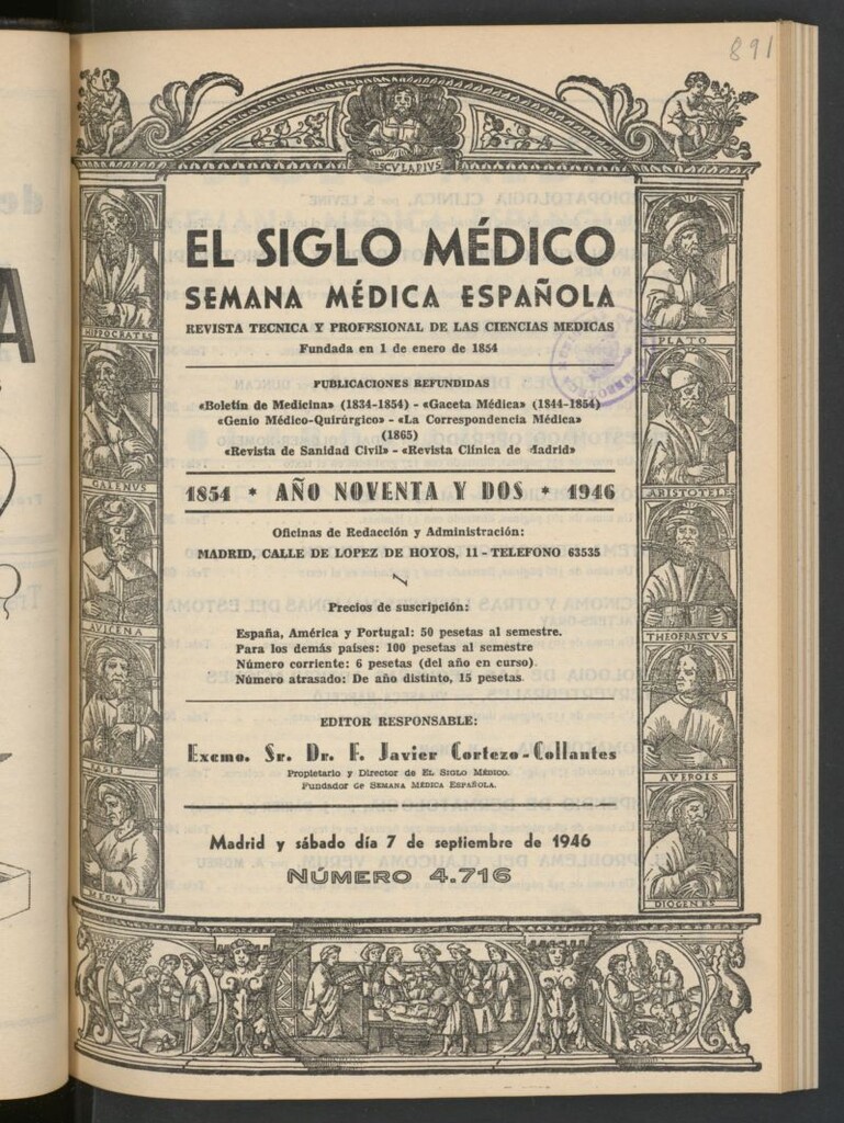 Miniatura de El Siglo médico : boletín de medicina y gaceta médica del 7 de septiembre de 1946