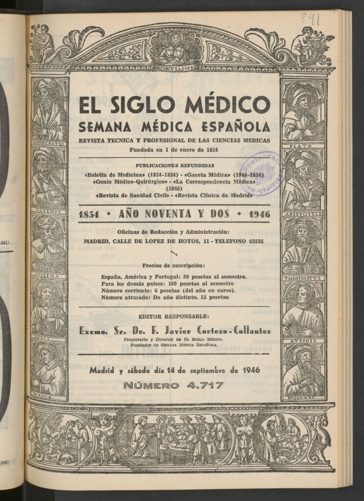 Miniatura de El Siglo médico : boletín de medicina y gaceta médica del 14 de septiembre de 1946