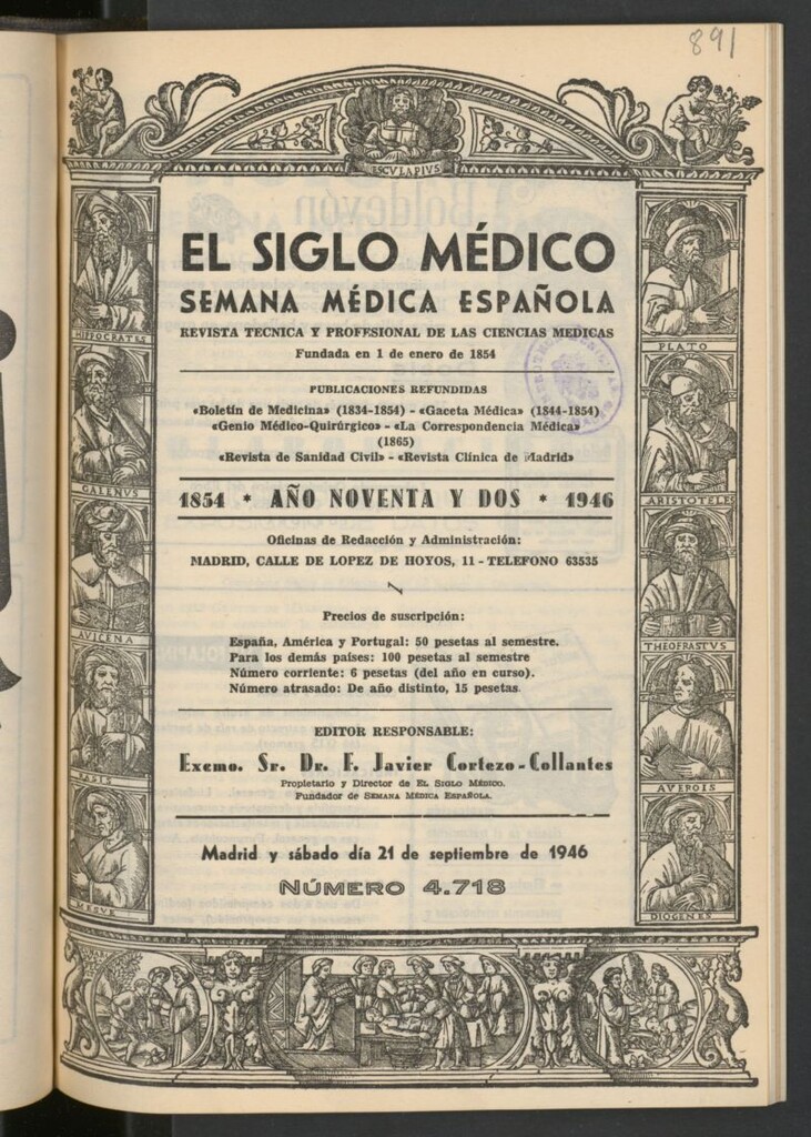 Miniatura de El Siglo médico : boletín de medicina y gaceta médica del 21 de septiembre de 1946