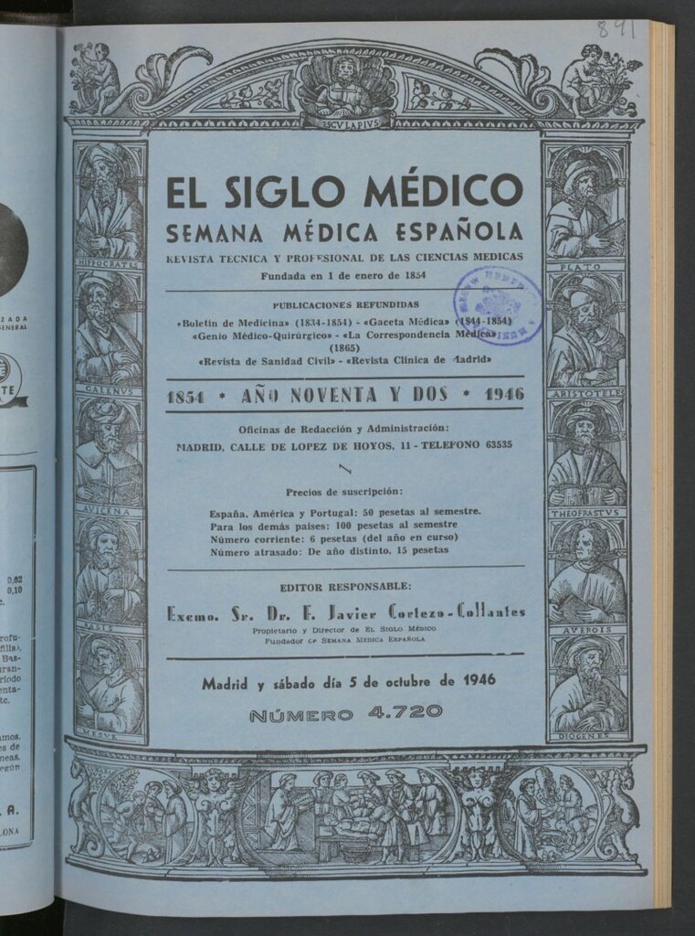 Miniatura de El Siglo médico : boletín de medicina y gaceta médica del 5 de octubre de 1946