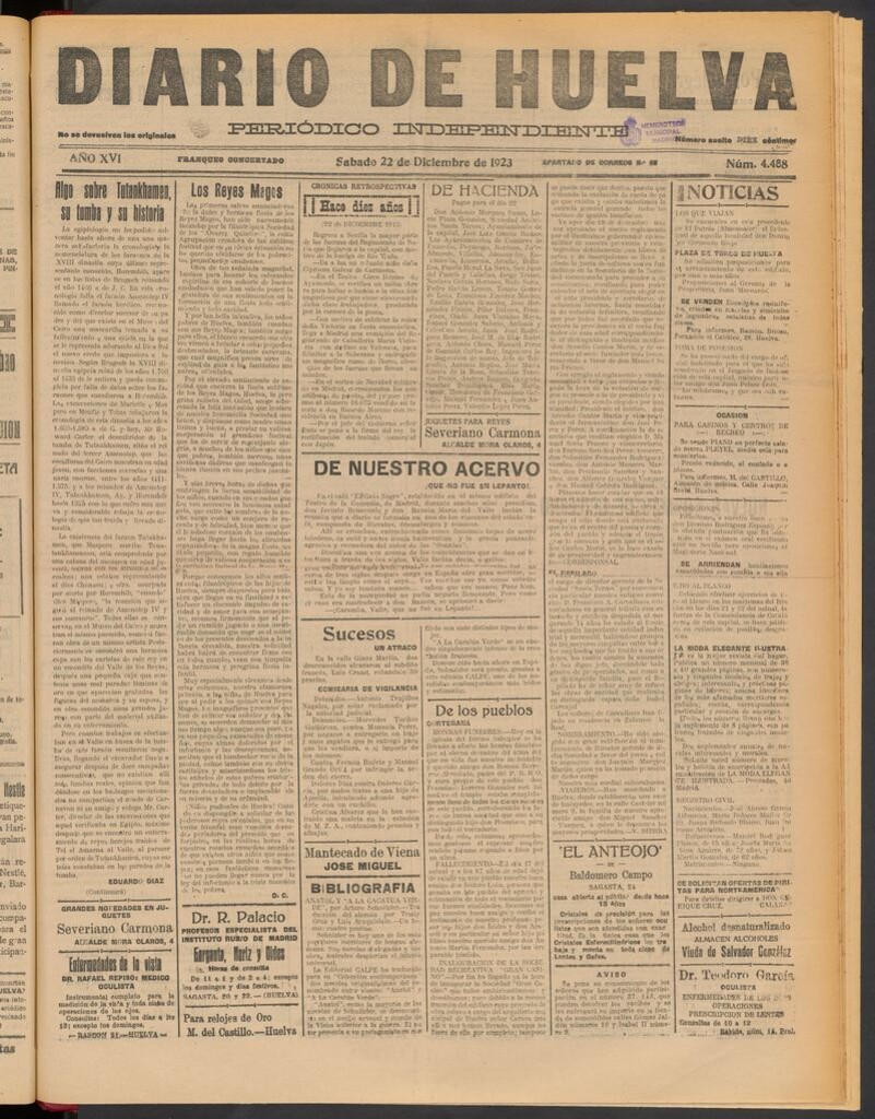 Miniatura de Diario de Huelva : periódico independiente del 22 de diciembre de 1923