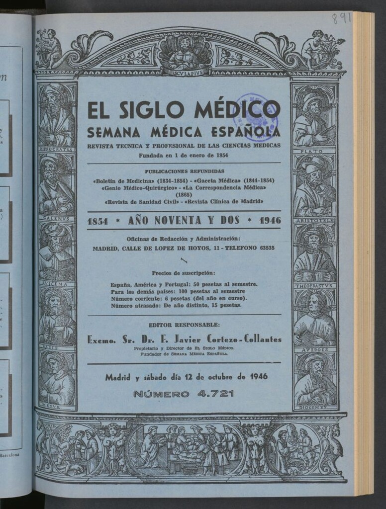 Miniatura de El Siglo médico : boletín de medicina y gaceta médica del 12 de octubre de 1946