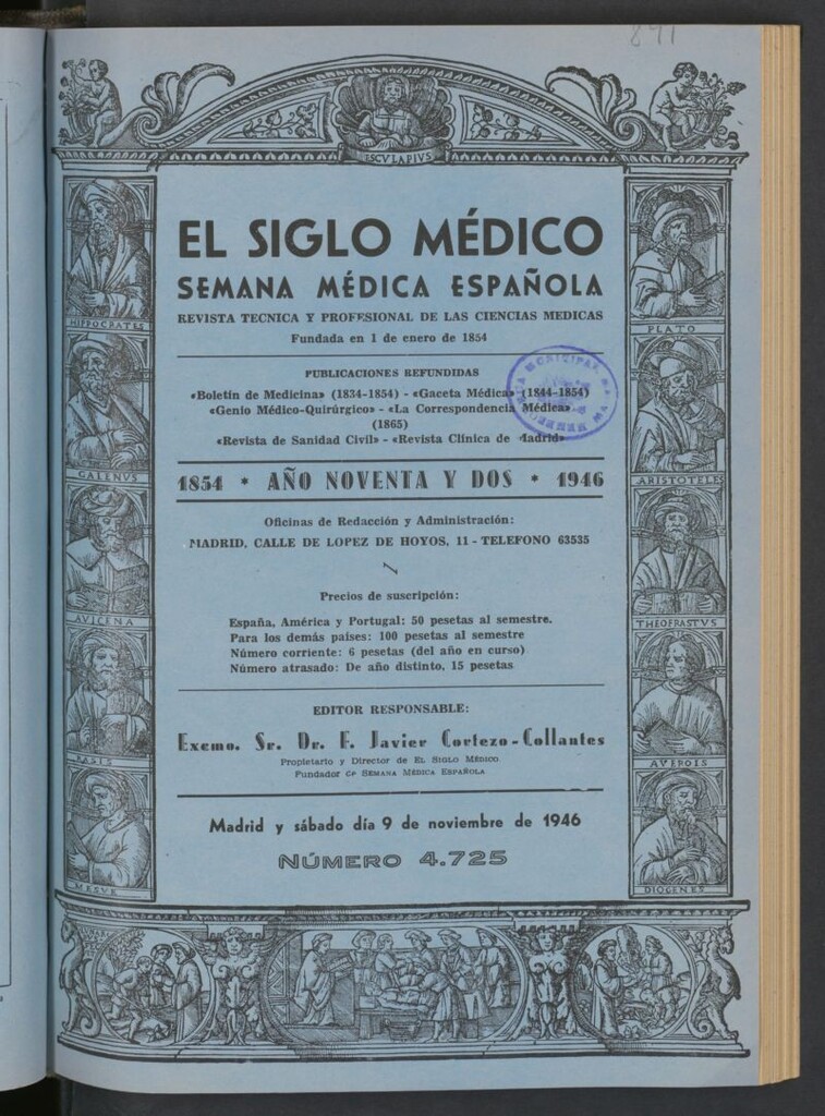Miniatura de El Siglo médico : boletín de medicina y gaceta médica del 9 de noviembre de 1946