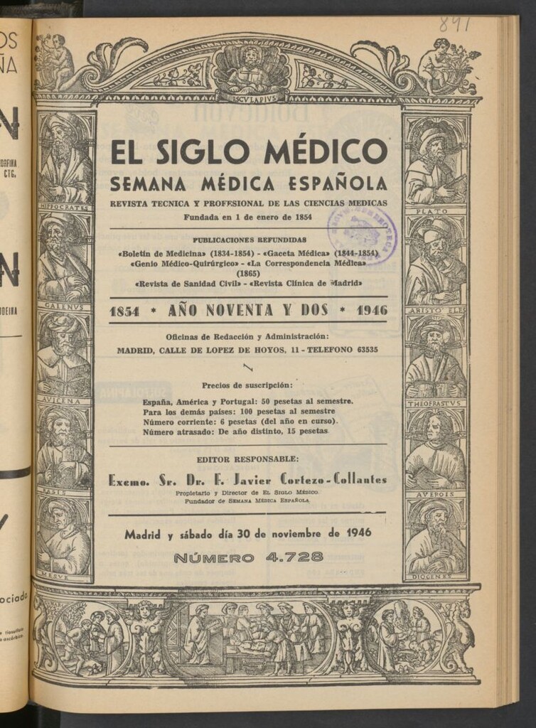 Miniatura de El Siglo médico : boletín de medicina y gaceta médica del 30 de noviembre de 1946