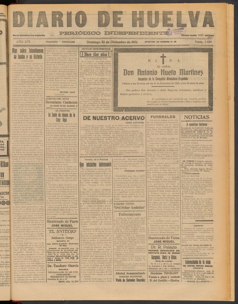 Miniatura de Diario de Huelva : periódico independiente del 23 de diciembre de 1923