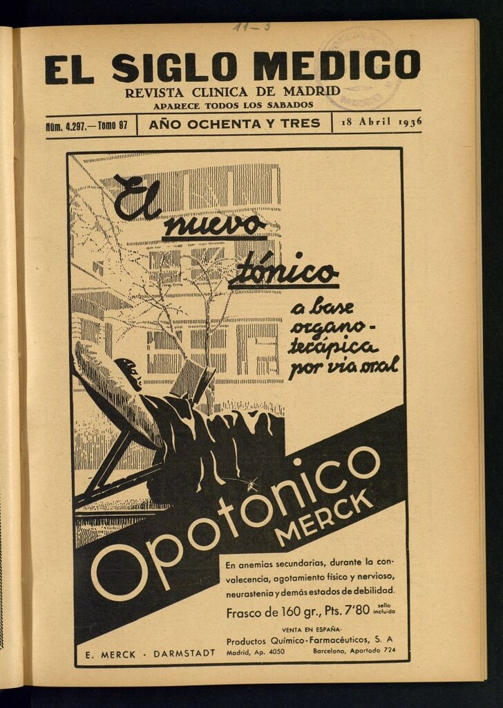 Miniatura de El Siglo médico : boletín de medicina y gaceta médica del 18 de abril de 1936