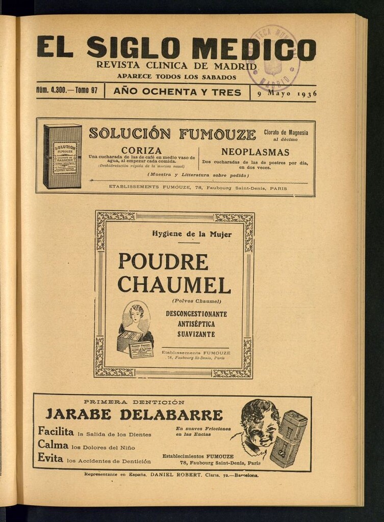 Miniatura de El Siglo médico : boletín de medicina y gaceta médica del 9 de mayo de 1936