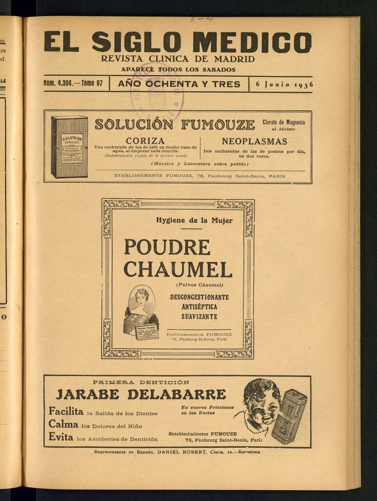 Miniatura de El Siglo médico : boletín de medicina y gaceta médica del 6 de junio de 1936