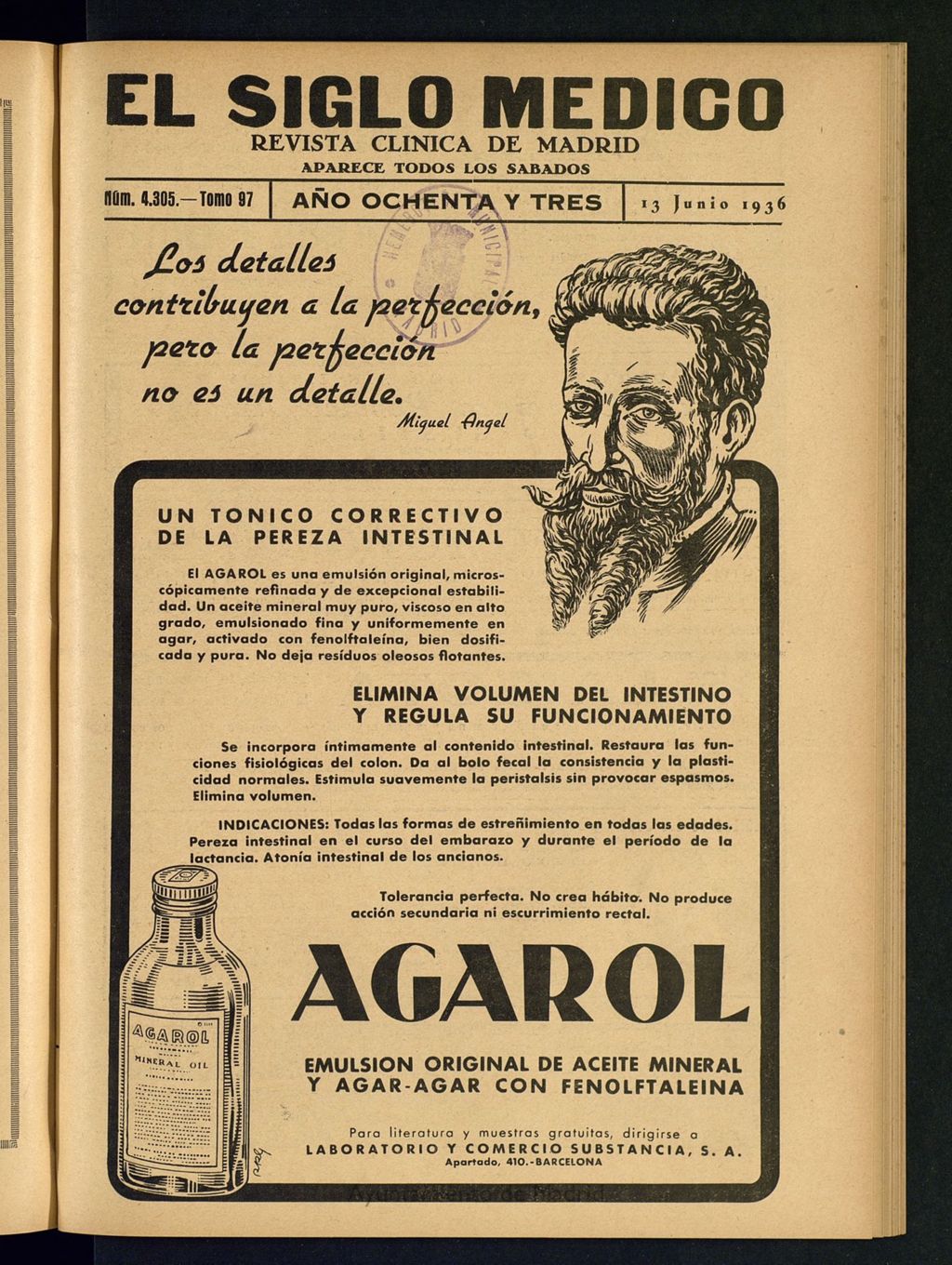 Miniatura de El Siglo médico : boletín de medicina y gaceta médica del 13 de junio de 1936