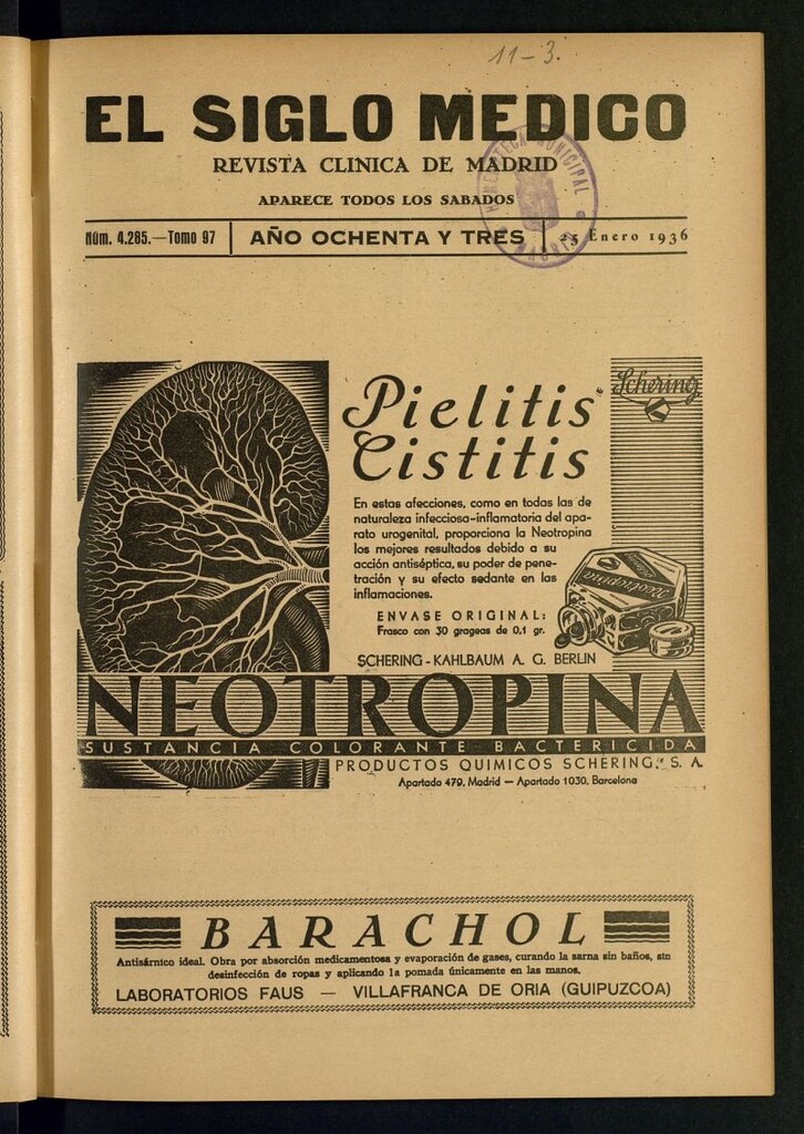 Miniatura de El Siglo médico : boletín de medicina y gaceta médica del 25 de enero de 1936