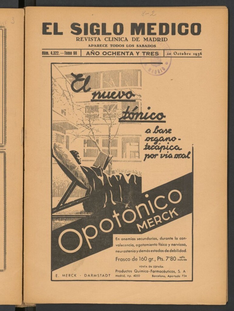 Miniatura de El Siglo médico : boletín de medicina y gaceta médica del 10 de octubre de 1936