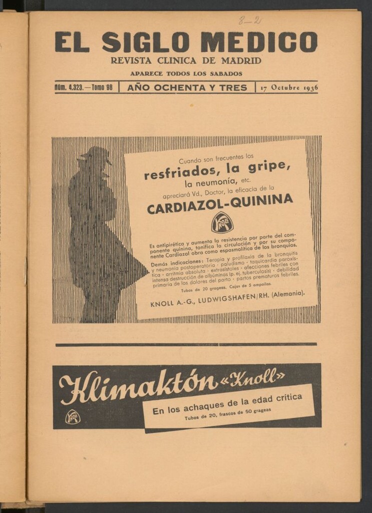 Miniatura de El Siglo médico : boletín de medicina y gaceta médica del 17 de octubre de 1936