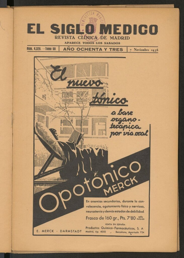 Miniatura de El Siglo médico : boletín de medicina y gaceta médica del 7 de noviembre de 1936