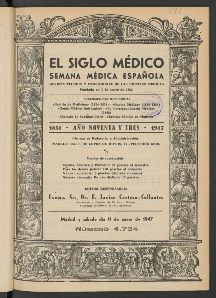 Miniatura de El Siglo médico: boletín de medicina y gaceta médica del 11 de enero de 1947